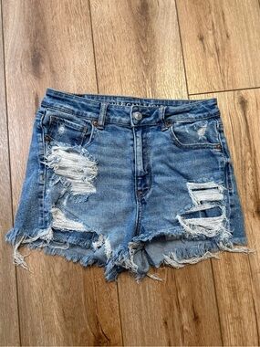 American Eagle Outfitters Distressed Light Blue Denim Jean Shorts
